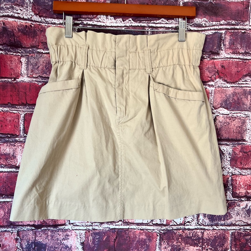 Zara Tan High-Waisted Paperbag Utility Cargo Mini Skirt